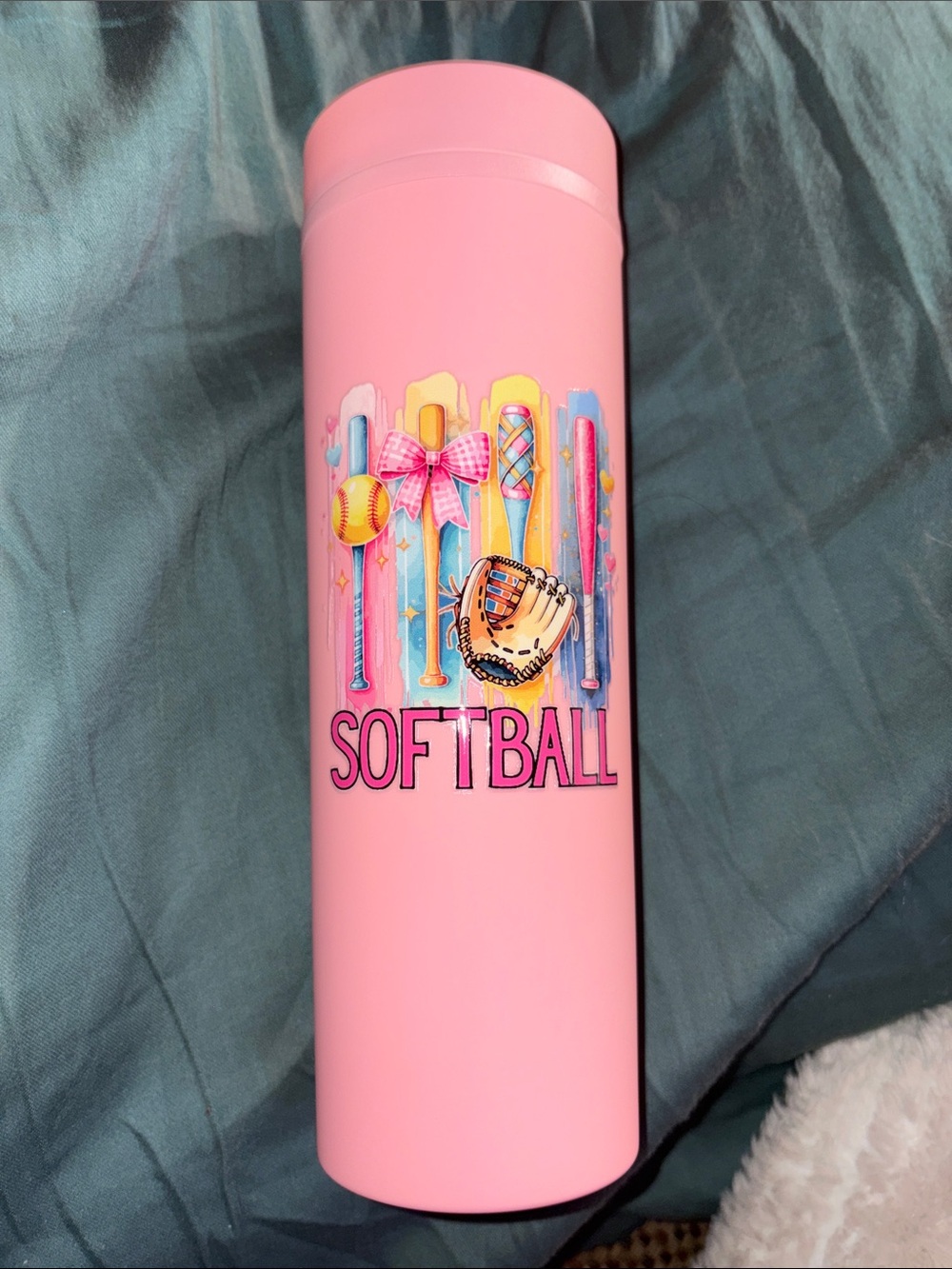 Pink Softball Graphic Travel Tumbler